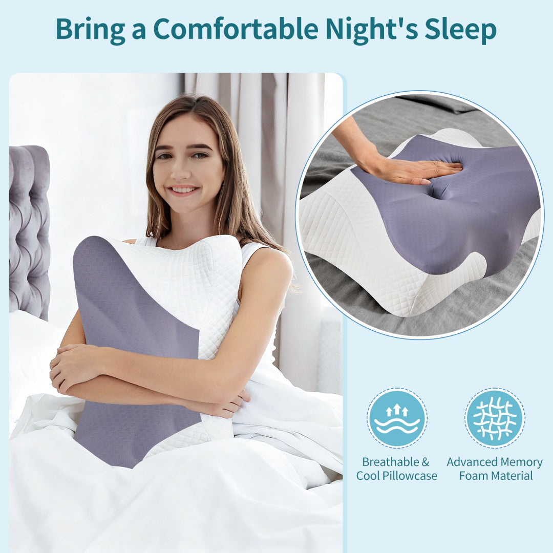 2 Pack Memory Foam Pillow, A Cooling Type Sleep Pillow Designed To Provide Neck Support When Lying On One's Side - Nukindz