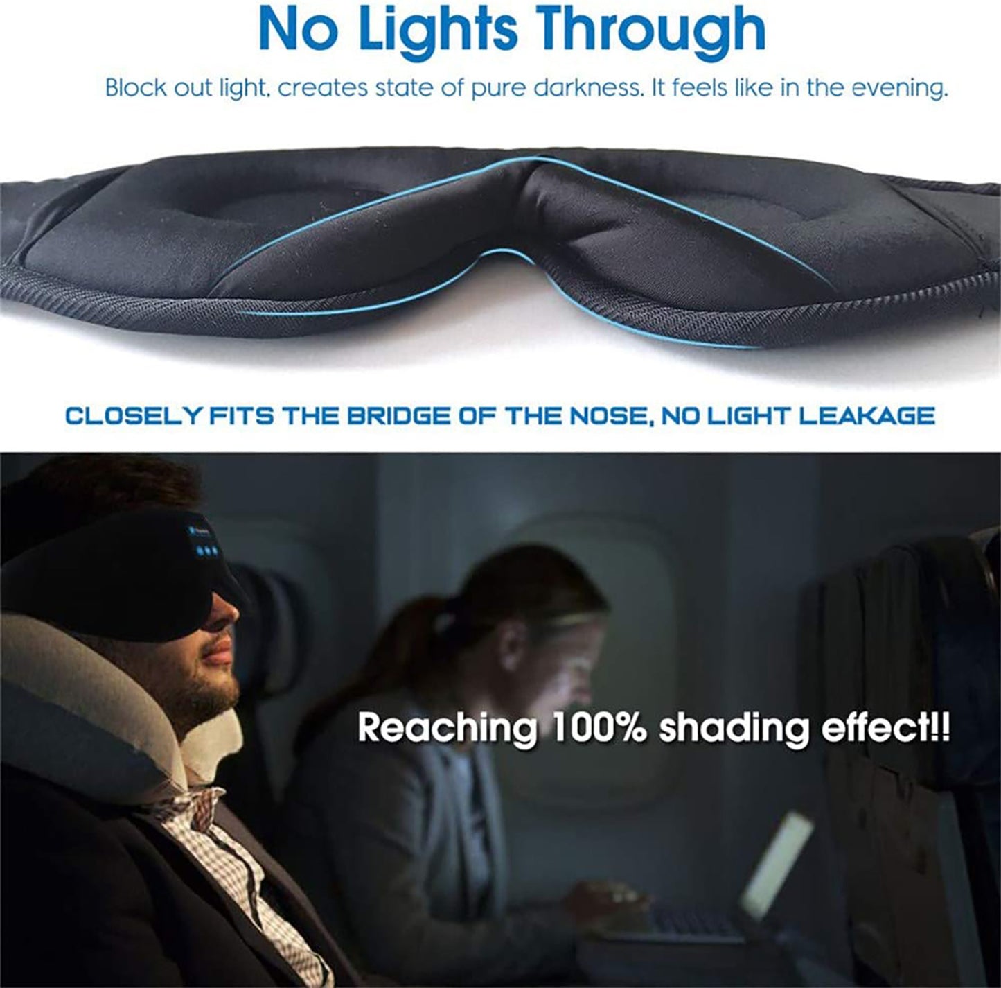 DeepRest Pro: Bluetooth 5.0 Blackout Sleep Mask with Hi-Fi Stereo & Hands-Free Calling - Nukindz