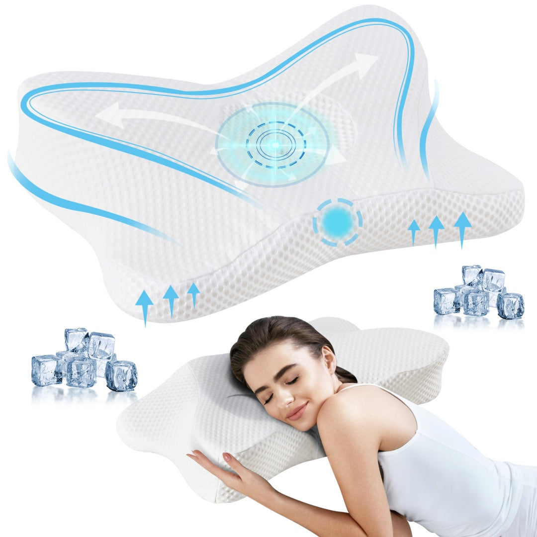 2 Pack Memory Foam Pillow, A Cooling Type Sleep Pillow Designed To Provide Neck Support When Lying On One's Side - Nukindz