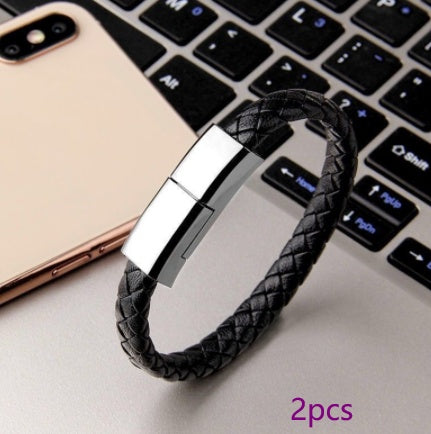 Link-Leather Commuter Bracelet | 2-in-1 Charging Cable Wristband - Nukindz