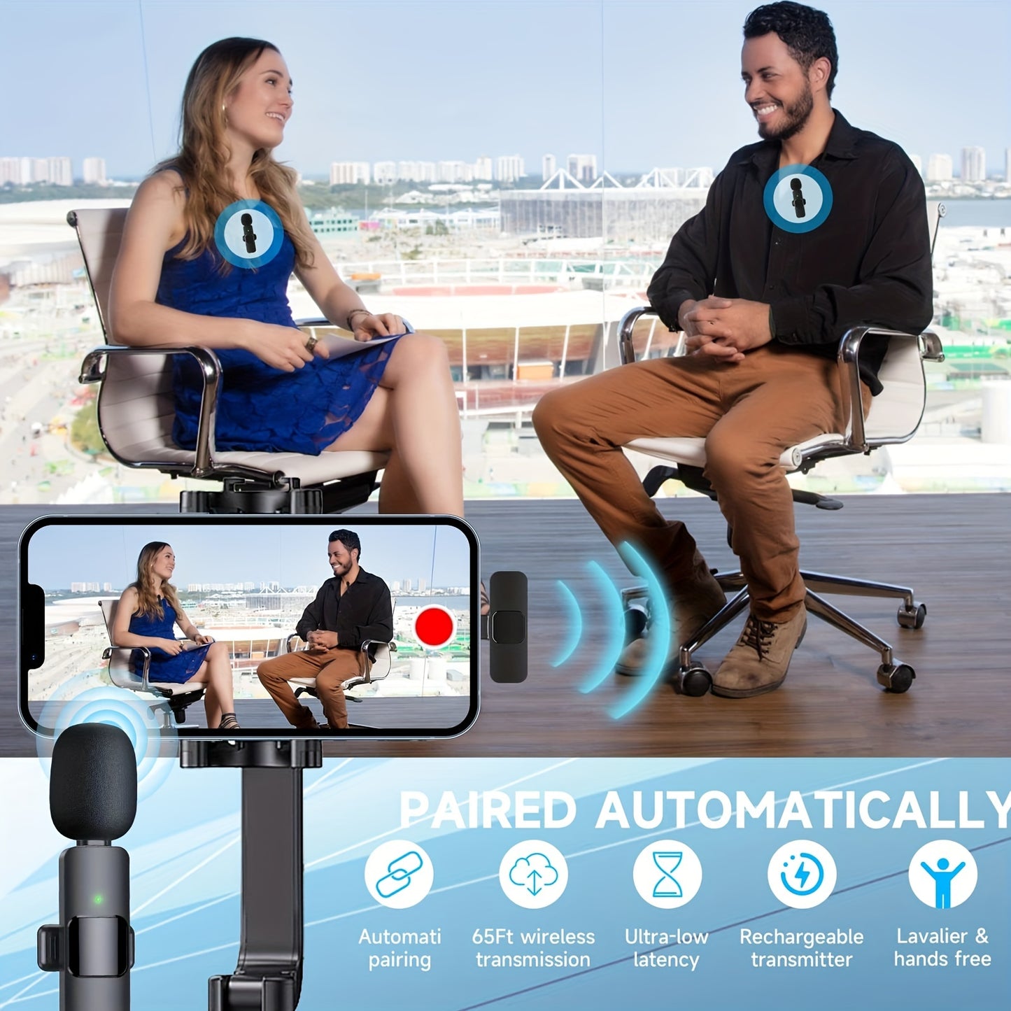 AuraClip | Wireless Lavalier Microphone for iOS & USB-C - Nukindz