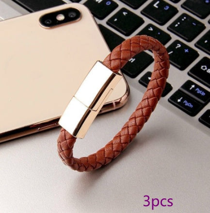 Link-Leather Commuter Bracelet | 2-in-1 Charging Cable Wristband - Nukindz