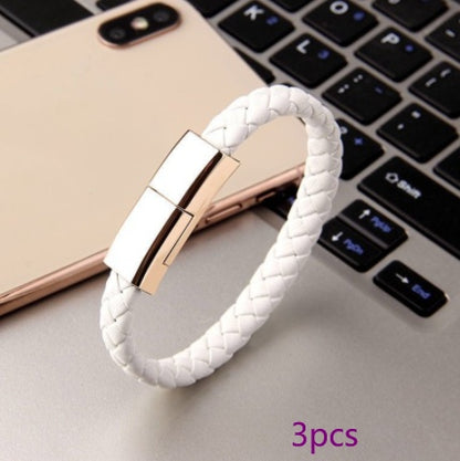 Link-Leather Commuter Bracelet | 2-in-1 Charging Cable Wristband - Nukindz