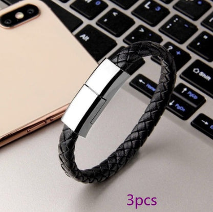 Link-Leather Commuter Bracelet | 2-in-1 Charging Cable Wristband - Nukindz