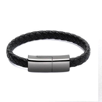 Link-Leather Commuter Bracelet | 2-in-1 Charging Cable Wristband - Nukindz