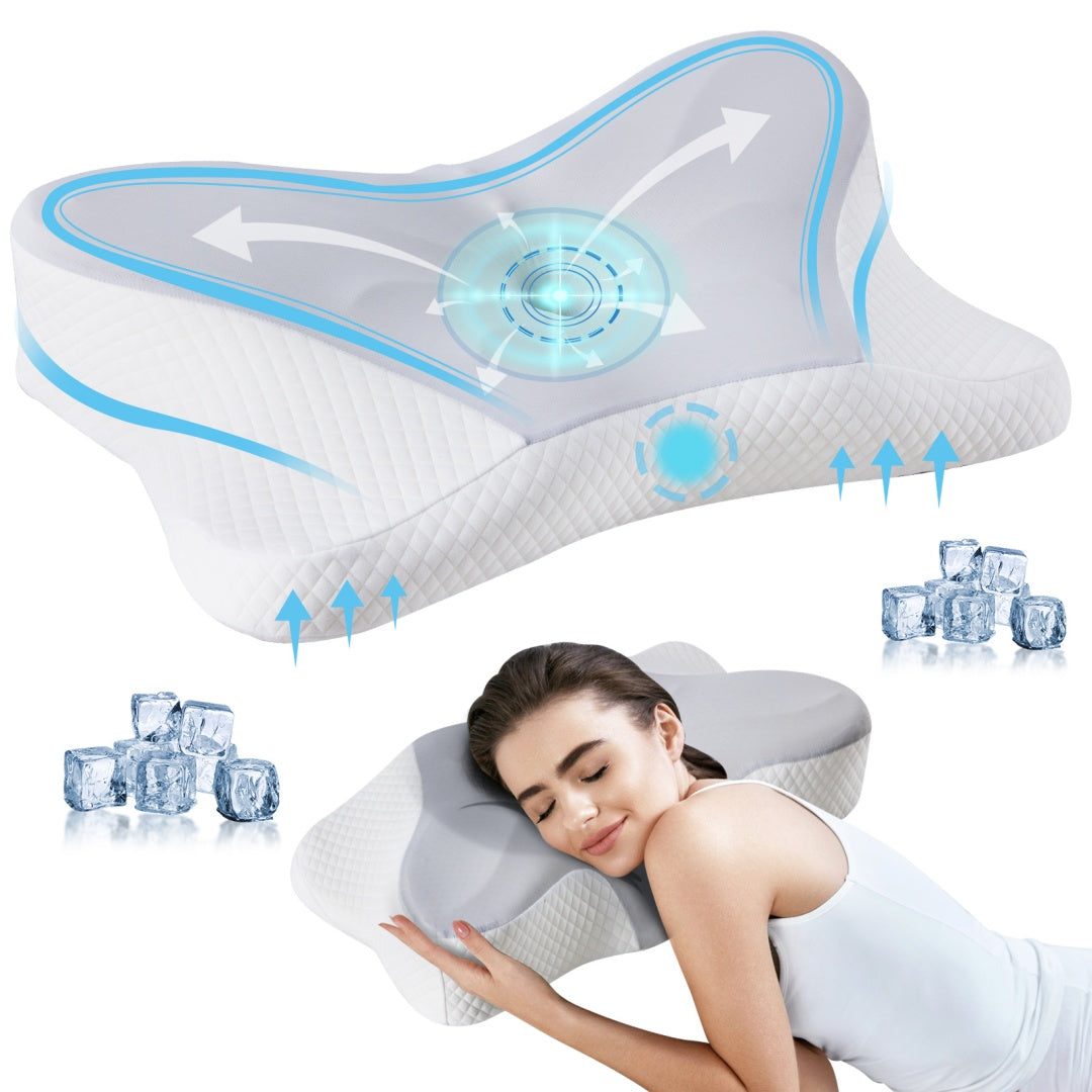 2 Pack Memory Foam Pillow, A Cooling Type Sleep Pillow Designed To Provide Neck Support When Lying On One's Side - Nukindz