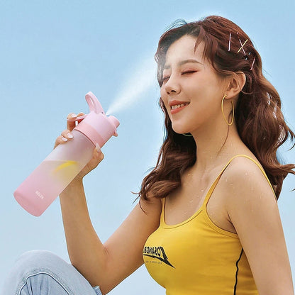 Spray Water Bottle For Girls Outdoor Sport Fitness Water Cup Large Capacity Spray Bottle Drinkware Travel Bottles Kitchen Gadgets - Nukindz