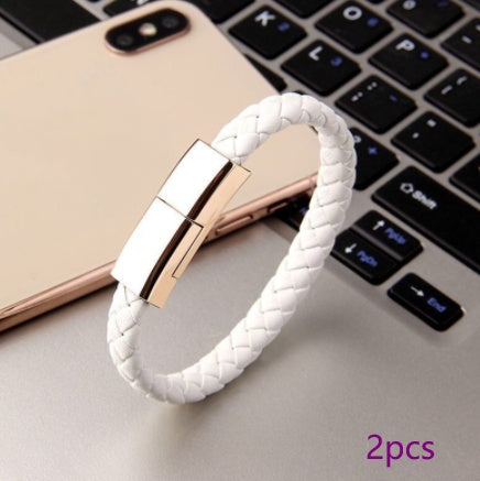 Link-Leather Commuter Bracelet | 2-in-1 Charging Cable Wristband - Nukindz