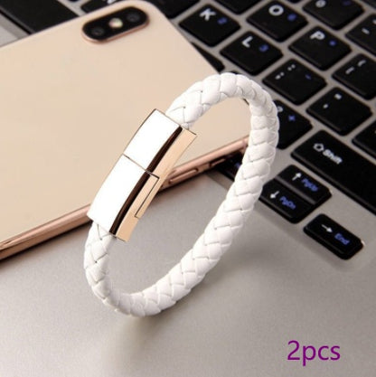 Link-Leather Commuter Bracelet | 2-in-1 Charging Cable Wristband - Nukindz