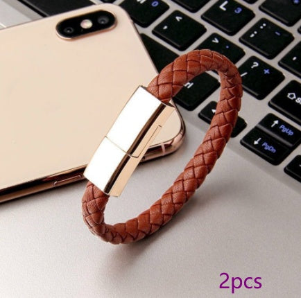 Link-Leather Commuter Bracelet | 2-in-1 Charging Cable Wristband - Nukindz