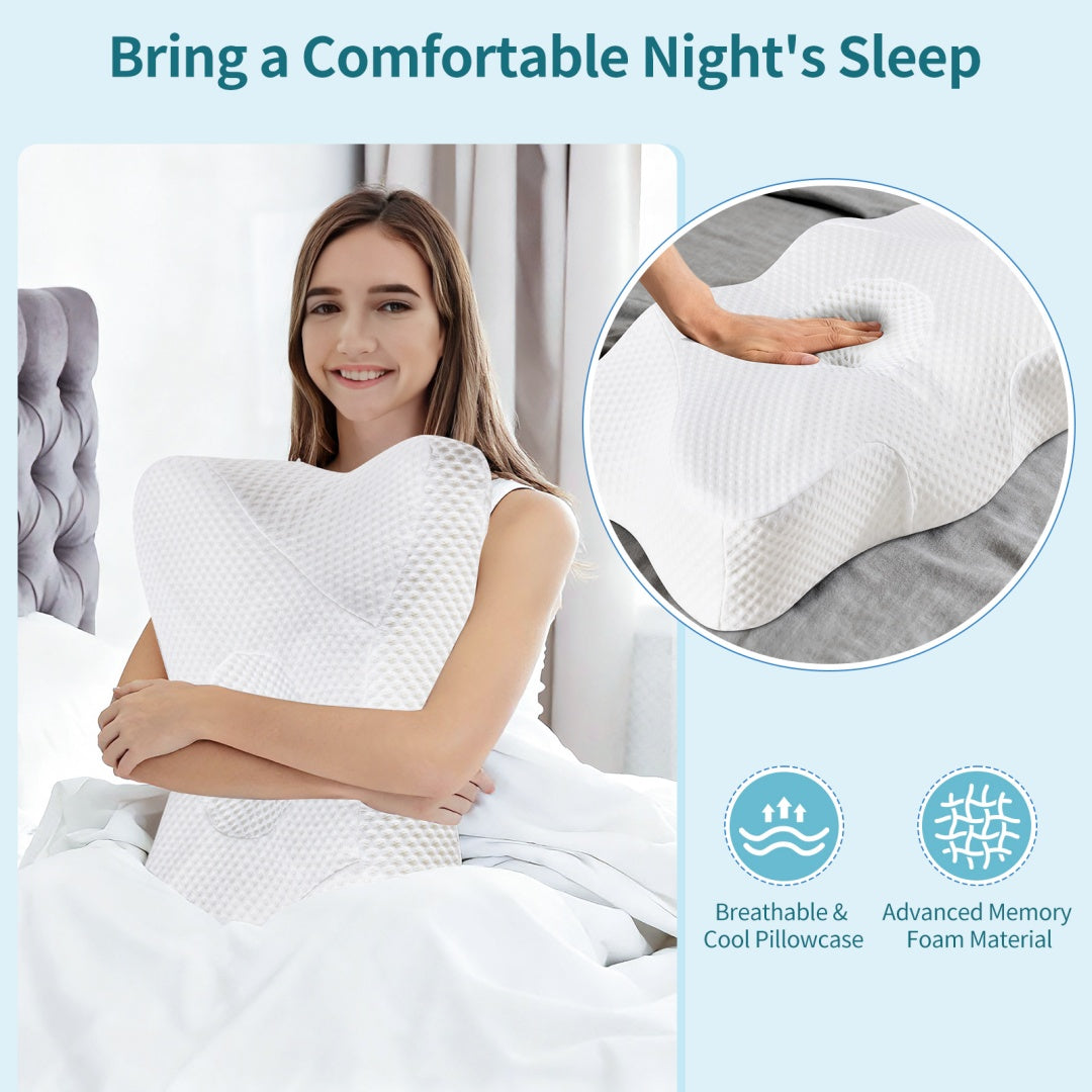 2 Pack Memory Foam Pillow, A Cooling Type Sleep Pillow Designed To Provide Neck Support When Lying On One's Side - Nukindz
