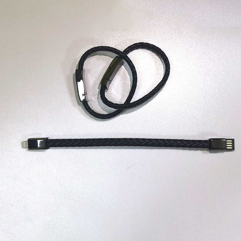 Link-Leather Commuter Bracelet | 2-in-1 Charging Cable Wristband - Nukindz