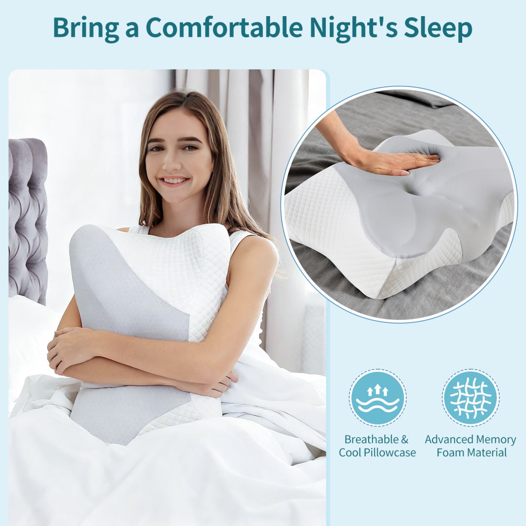 2 Pack Memory Foam Pillow, A Cooling Type Sleep Pillow Designed To Provide Neck Support When Lying On One's Side - Nukindz