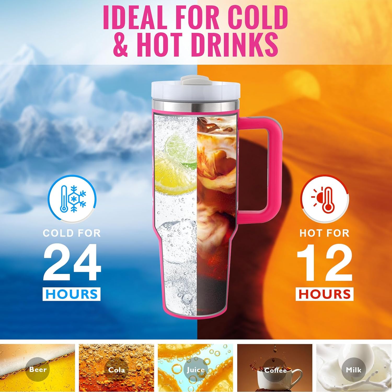 Meridian-40 | 40oz Insulated Tumbler with Handle & Straw - Nukindz