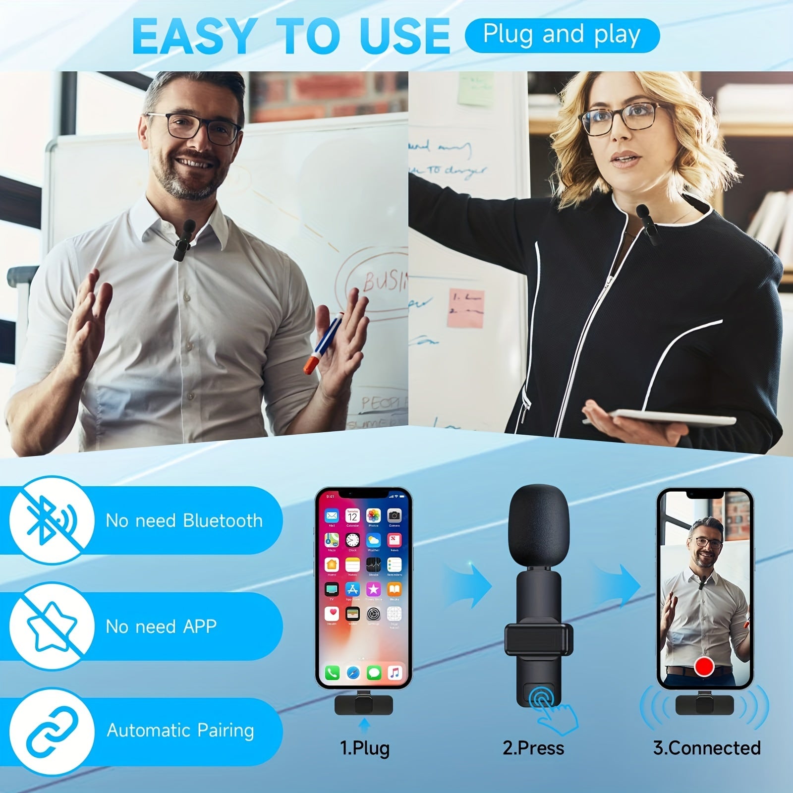 AuraClip | Wireless Lavalier Microphone for iOS & USB-C - Nukindz