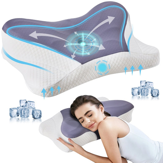 2 Pack Memory Foam Pillow, A Cooling Type Sleep Pillow Designed To Provide Neck Support When Lying On One's Side - Nukindz