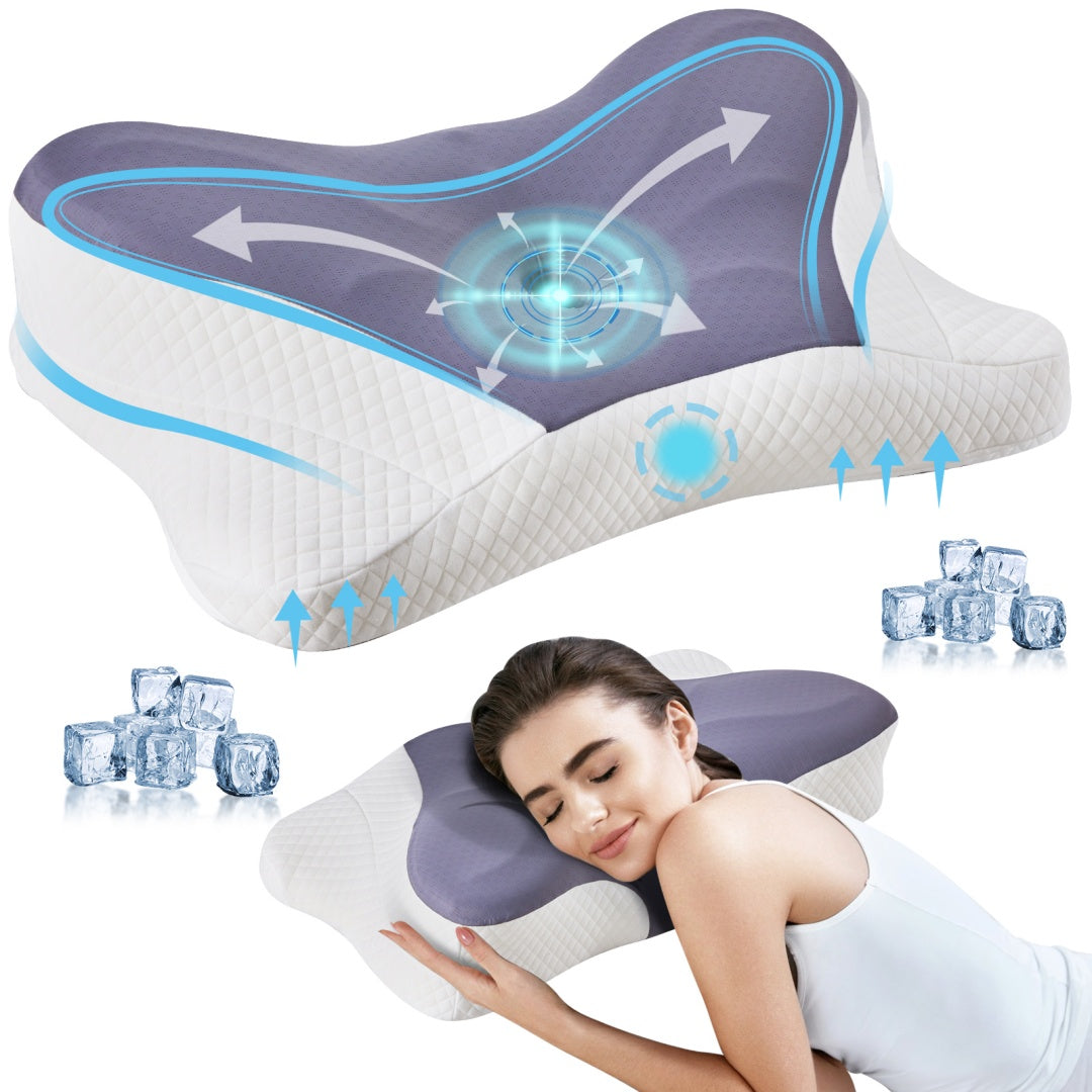 2 Pack Memory Foam Pillow, A Cooling Type Sleep Pillow Designed To Provide Neck Support When Lying On One's Side - Nukindz